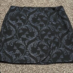 LOFT Elegant Black and Blue Patterned Pencil Skirt